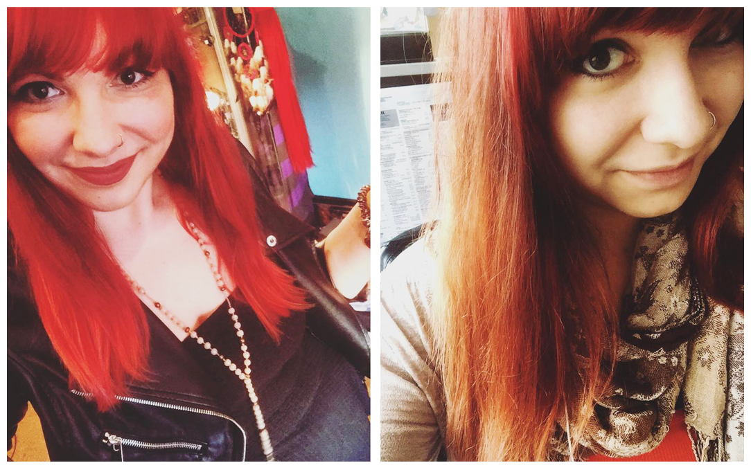 Farbverlauf meiner roten Haare in 2 Wochen ;)